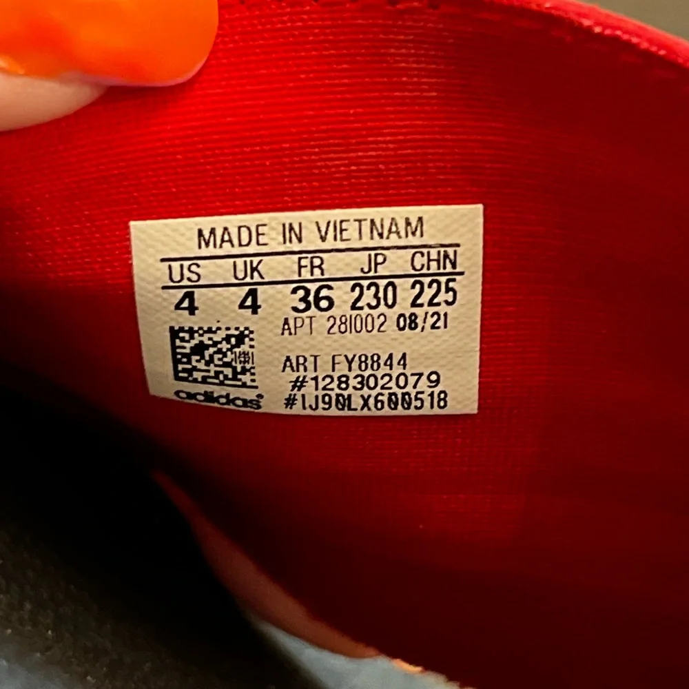 Adidas Slides Red and White Size 4